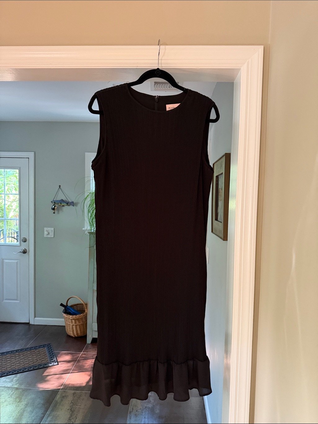 Chico's Black Sleeveless Midi Dress With Ruffle Hem